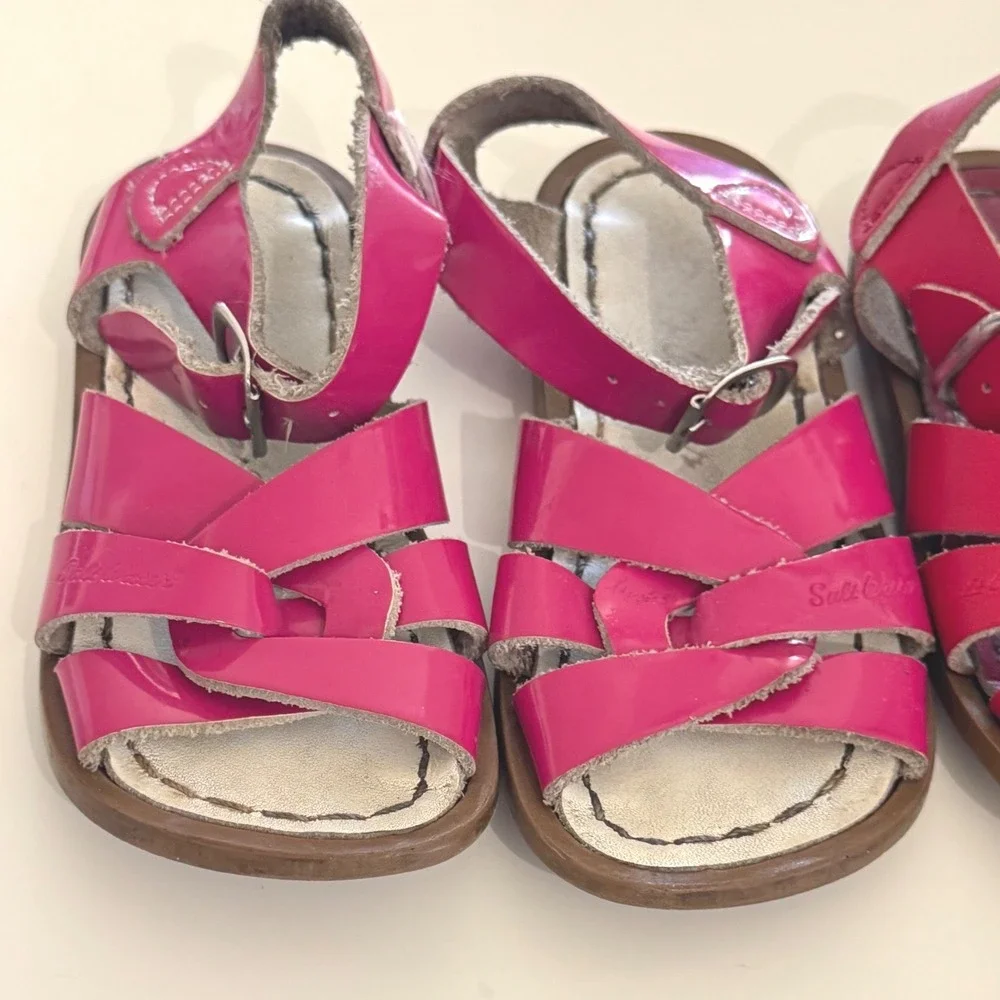 Salt Water Sandals Bundle Kids Size 7 Toddler‎ Original Leather Pink Red 2 Pairs